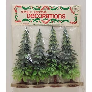 Vintage McCrory Novelty Christmas Decorations Christmas Village Town Pine Trees